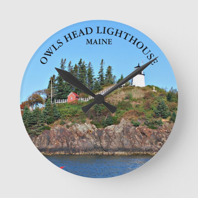Owls Head Lighthouse, Maine Round Wall Clock (Front)