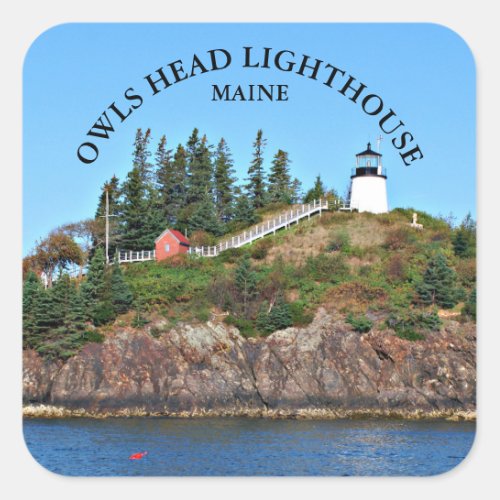 Owls Head Lighthouse Maine Square Stickers