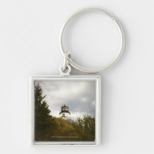 Owl's Head Lighthouse on a Cloudy Day Keychain