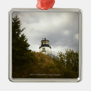 Owl's Head Lighthouse on a Cloudy Day Metal Ornament