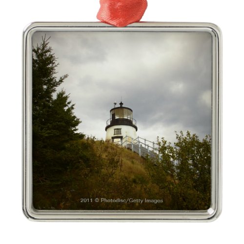 Owl's Head Lighthouse on a Cloudy Day Metal Ornament