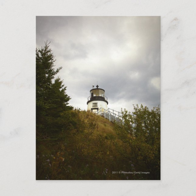 Owl's Head Lighthouse on a Cloudy Day Postcard (Front)