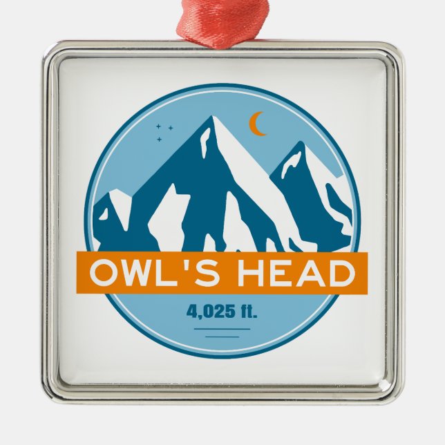 Owl's Head New Hampshire Stars Moon Metal Ornament (Front)