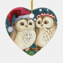 Owls heart Christmas ornament decoration