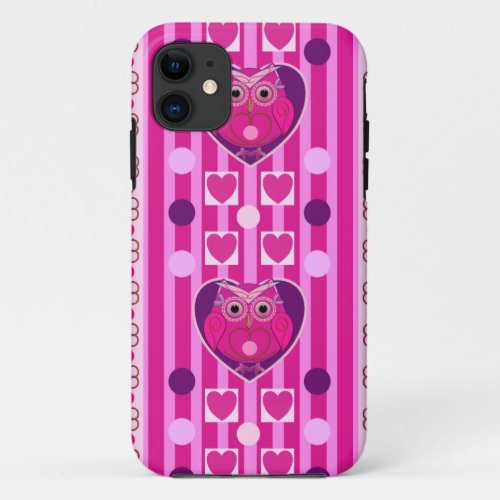 Owls hearts polka dots  stripes iPhone 5 case