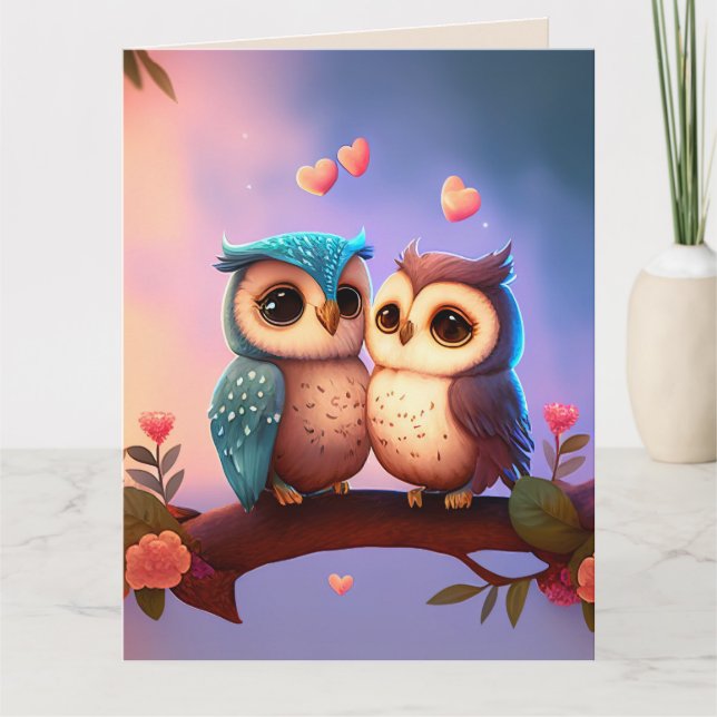 OWLS - I LOVE YOU -ROMANTIC GREETING CARD (Front)