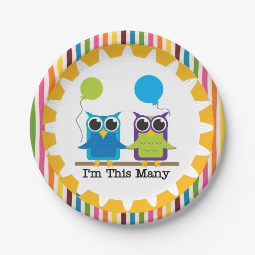 Owls Im This Many 2nd Happy Birthday Paper Plate