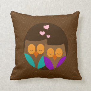 Owls in a Nest Throw Pillow