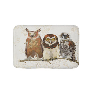 Owls In A Row Bath Mat