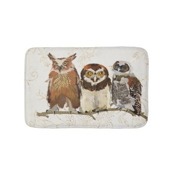 Owls In A Row Bath Mat by Greyszoo at Zazzle