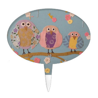 Owls in Blue Cake Topper