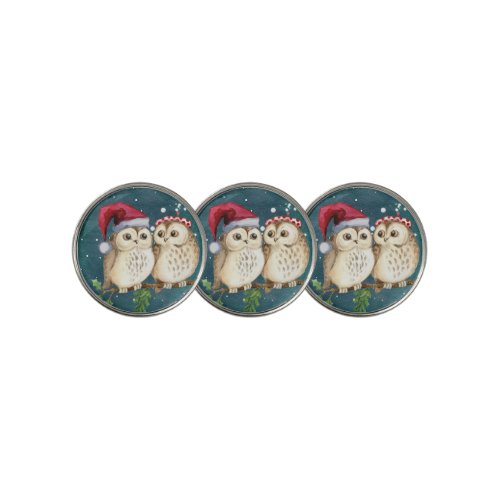 Owls in Christmas Golf Ball Marker