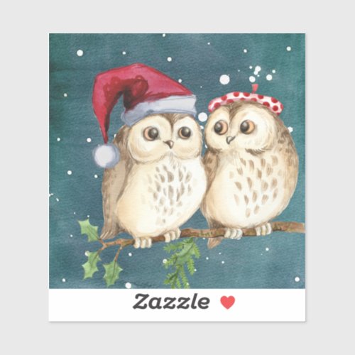 Owls in Christmas Sticker