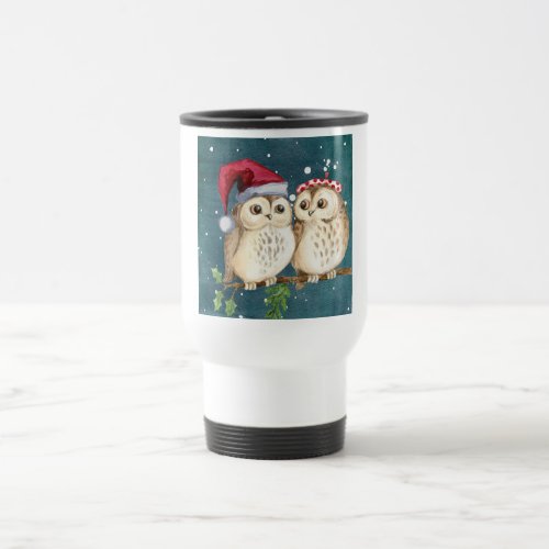 Owls in Christmas Travel Mug