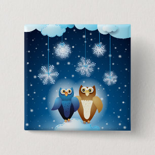 Owls in love, button