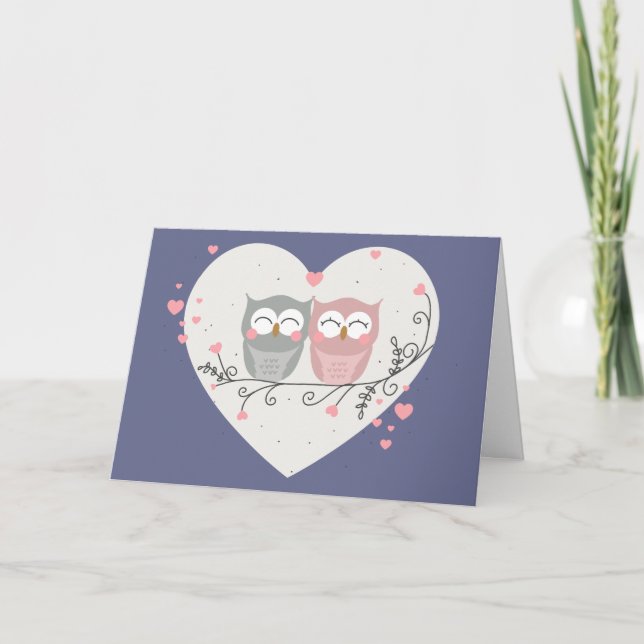 Owls in Love Holiday Card (Front)