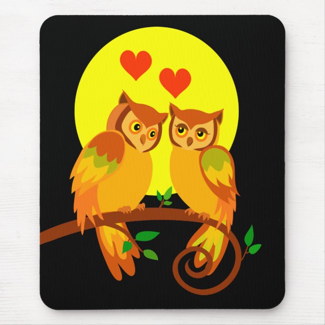 Owls in love mouse pad (Front)