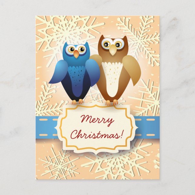 Owls in love, postcard (Front)