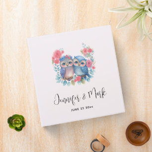 Owls in Love Sitting on a Tree Branch 3 Ring Binder