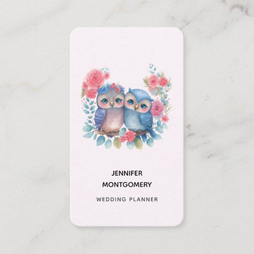 Owls in Love Sitting on a Tree Branch Business Card