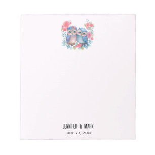 Owls in Love Sitting on a Tree Branch Notepad