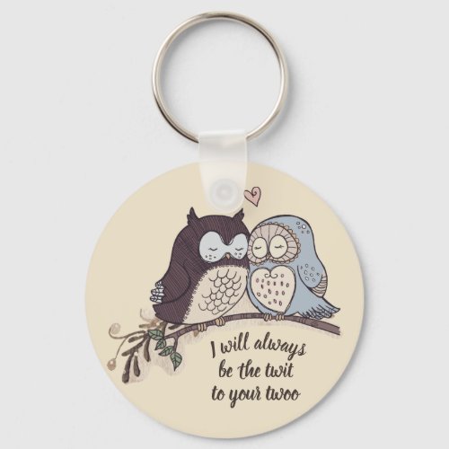 Owls in Love Twit Twoo Keychain