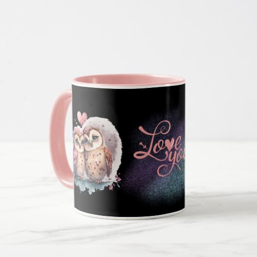 Owls in love valentines day mug