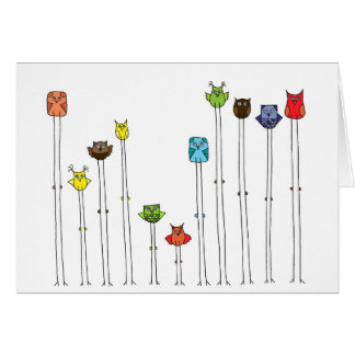 Owls In Multicolors Cards