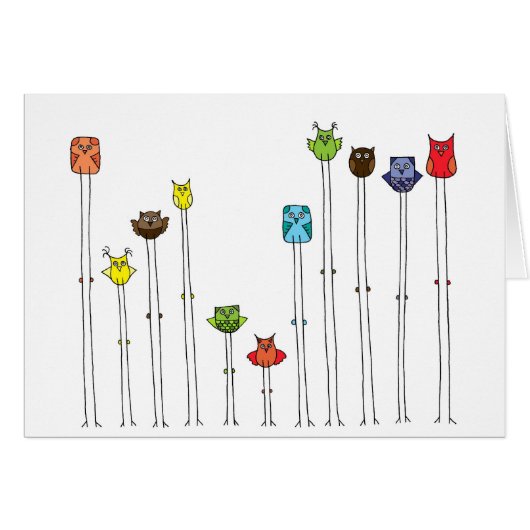 Owls In Multicolors Cards (Front Horizontal)