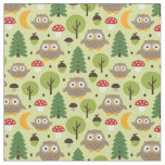 Owls In The Forest Fabric