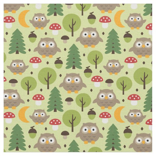 Owls In The Forest Fabric