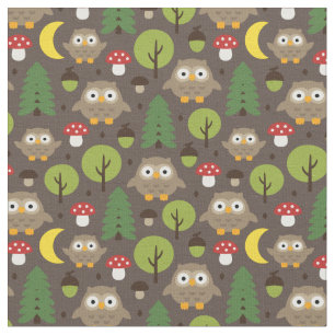 Owls In The Forest Fabric