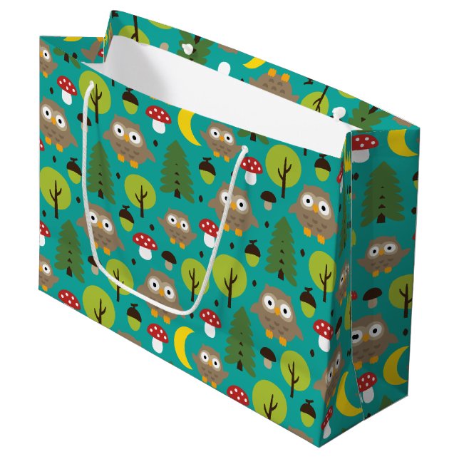 Owls In The Forest Large Gift Bag (Front Angled)