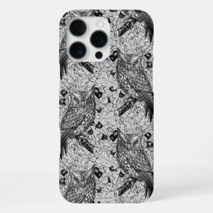 Owls in the oak tree, black and white iPhone 16 pro max case