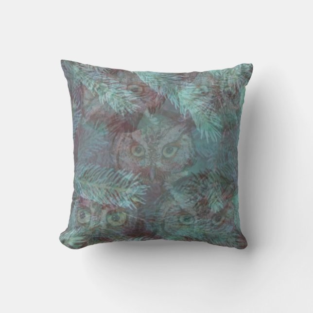 OWLS IN THE WOODS by SLipperywindow Throw Pillow (Front)