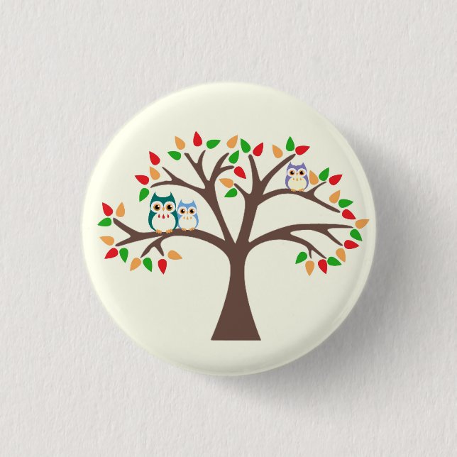 Owls in Tree Pinback Button (Front)