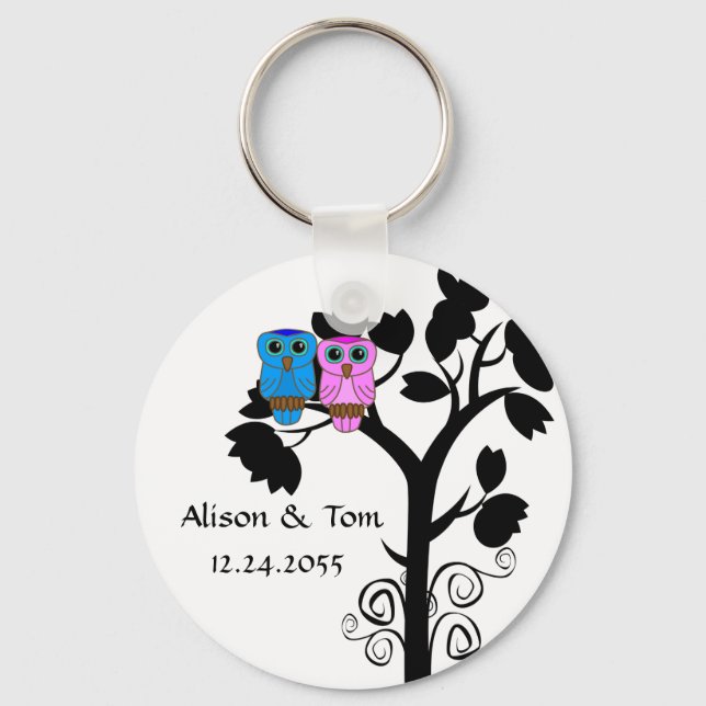 Owls - Love Bird Wedding Favors Keychain (Front)