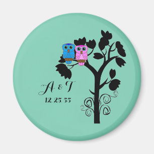 Owls - Love Birds - Cute Wedding Favors Magnet