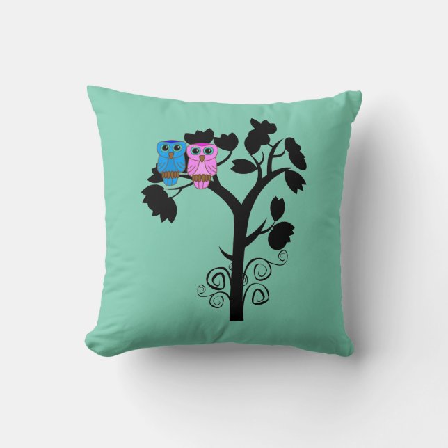 Owls - Love Birds - Gift for Couple Throw Pillow (Front)