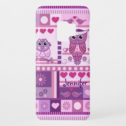 Owls Love Birds Patterns  Custom Name Case_Mate Samsung Galaxy S9 Case