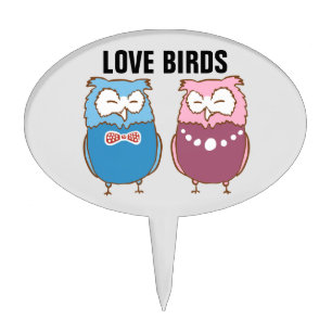 OWLS (LOVE BIRDS) WEDDING CAKE TOPPER