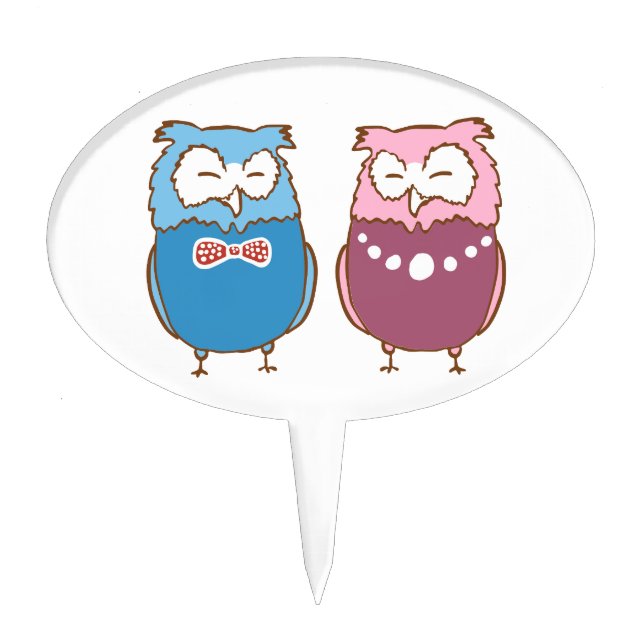 OWLS (LOVE BIRDS) WEDDING CAKE TOPPER (Front)