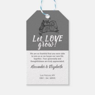 Owls Love Let Love Grow Wedding favor Gift Tags