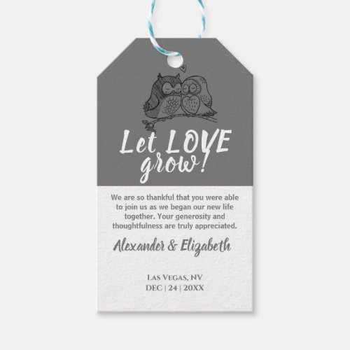 Owls Love Let Love Grow Wedding favor  Gift Tags
