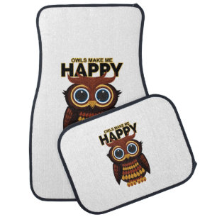 Owls Make Me Happy Car Floor Mat