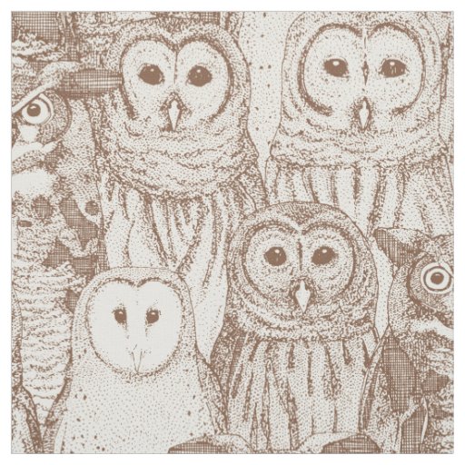 owls NC chocolate Fabric