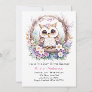 Owl's Nest of Joy: Girl Baby Shower Invitation