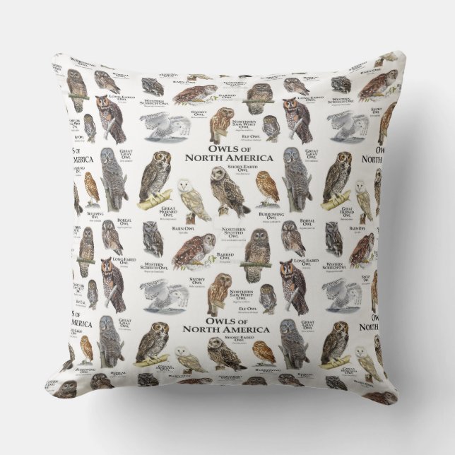 "OWL'S of North America" Throw Pillow (Front)