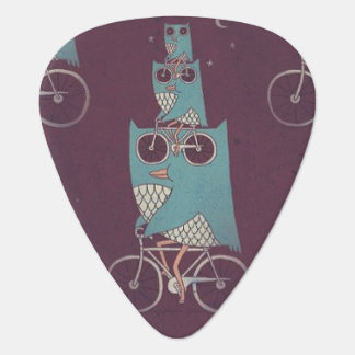 Owls on a Bicycle Guitar Pick