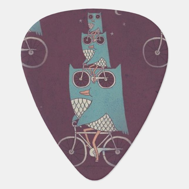 Owls on a Bicycle Guitar Pick (Front)